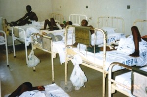 Photo from Cameron Macauley: Landmine survivors in the orthopedic ward of Quelimane Hospital in 1994